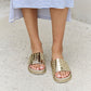 Forever Link Studded Double Strap Platform Slide Sandal