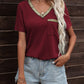 Glitter V-Neck Short Sleeve Tee Shirt