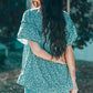 Floral Flare Sleeve Ruffle Hem Top