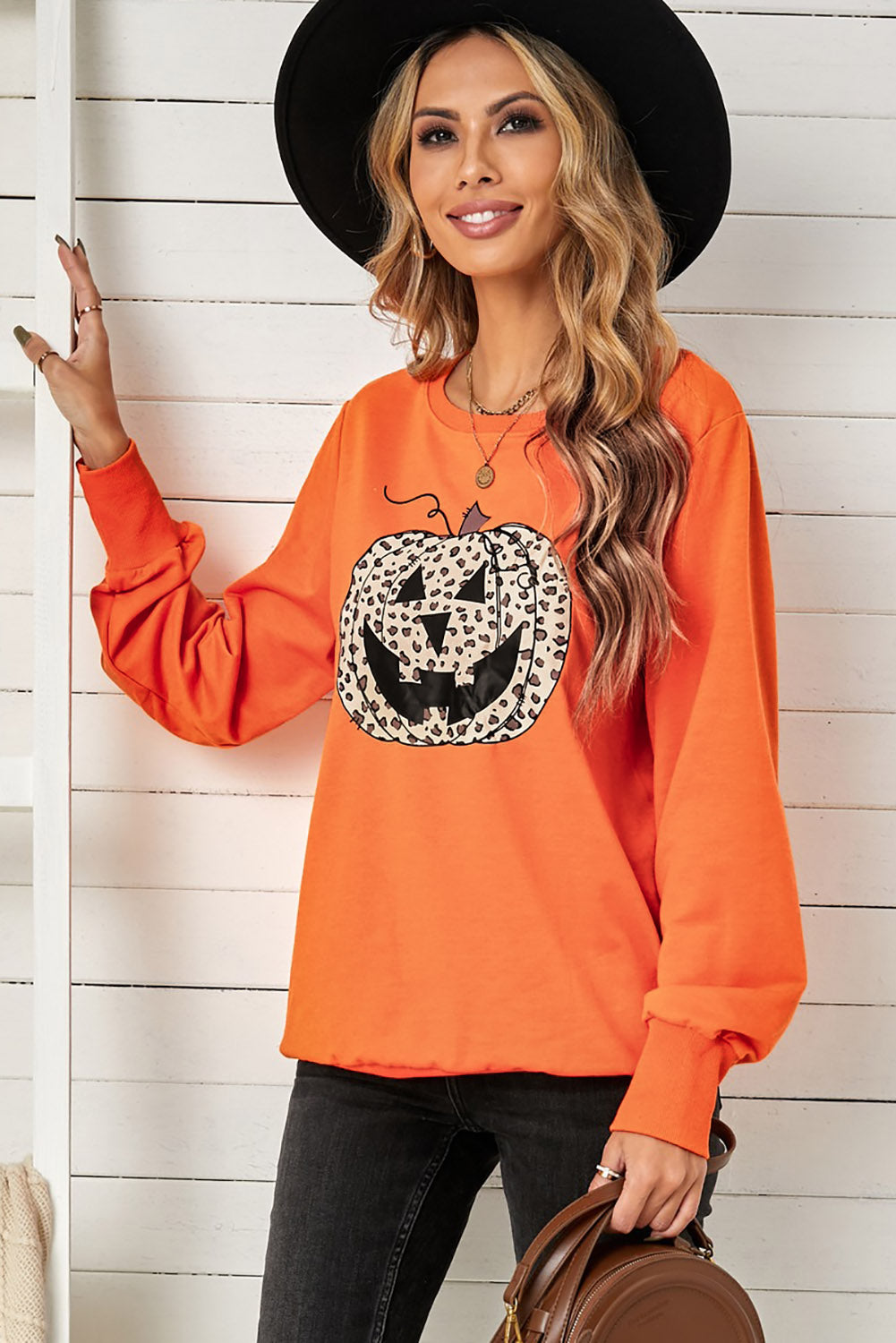 Halloween Leopard Jack-O-Lantern Sweatshirt