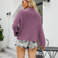 Rib-Knit Dropped Shoulder Mock Neck Sweater