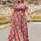 Plus Size Floral Slit Ruffle Hem Dress