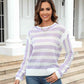 Striped Openwork Round Neck Sweater