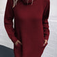 Turtleneck Raglan Sleeve Rib-Knit Dress with Pockets