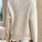 Half-Button Rib-Knit Dropped Shoulder Sweater