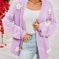 Flower Detail Open Front Cardigan