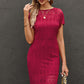 Round Neck Short Sleeve Slit Dress