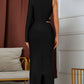 Ring Detail Cutout One-Sleeve Slit Maxi Dress
