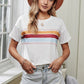 Striped Dropped Shoulder Round Neck Tee