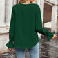 Round Neck Long Flounce Sleeve Blouse