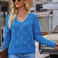 Openwork V-Neck Knit Top