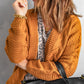 Dropped Shoulder Cable-Knit Open Front Cardigan