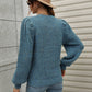 Heathered Long Lantern Sleeve Rib-Knit Sweater