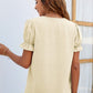 Swiss Dot Lace Trim Flounce Sleeve Blouse
