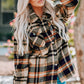 Plaid Button Front Shirt Jacket with Breast Pockets