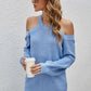Cutout Cold-Shoulder Rib-Knit Sweater