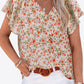 Floral V-Neck Flutter Sleeve Blouse
