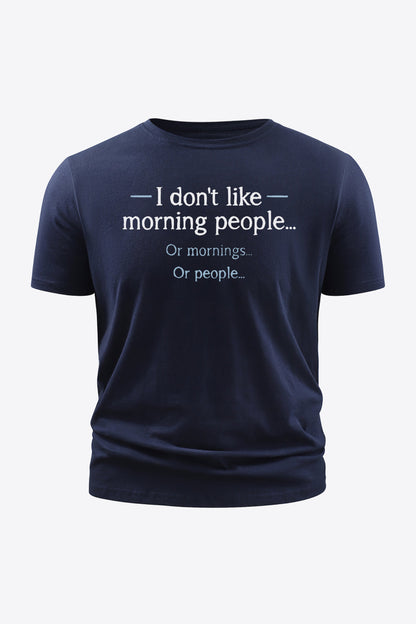 Slogan Graphic Round Neck Short Sleeve Tee