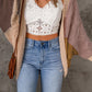 Color Block Cable-Knit Batwing Sleeve Cardigan