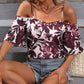 Floral Spaghetti Strap Cold-Shoulder Blouse
