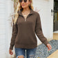 Quarter-Zip Rib-Knit Collared Sweater