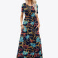 Printed Round Neck Short Sleeve Maxi Dress