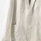 Buttoned Johnny Collar Long Sleeve Linen Blazer with Pockets