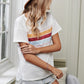 Striped Dropped Shoulder Round Neck Tee