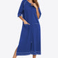 Zip Up Slit Night Dress with Pockets