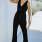 V-Neck Tie Waist Sleeveless Jumpsuit