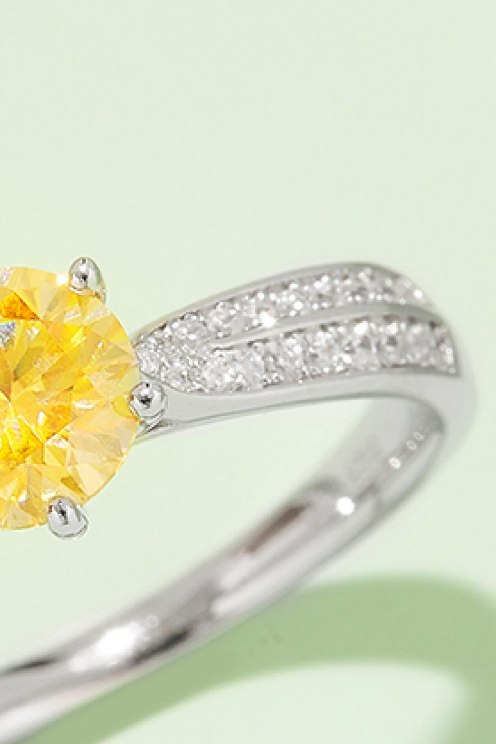 1 Carat Moissanite 925 Sterling Silver Side Stone Ring