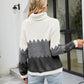 Color Block Rib-Knit Turtleneck Dropped Shoulder Sweater