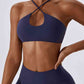 Cropped Halter Neck Sports Bra