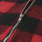 Plaid Half Zipper Drawstring Detail Hoodie