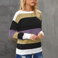Color Block Drawstring Knit Top
