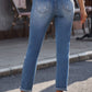 Printed Patch Distressed Boyfriend Jeans