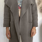 Waterfall Collar Brushed Longline Coat with Pockets