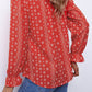 Printed Tie Neck Flounce Sleeve Top