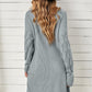 Turtleneck Side Slit Ribbed Trim Sweater Dress