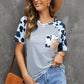 Mixed Print Sequin Pocket T-Shirt