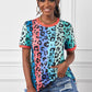 Leopard Striped Round Neck Tee