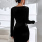 Cutout Chain Trim Scoop Neck Mini Dress
