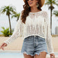 Fringe Trim Openwork Long Sleeve Cover-Up