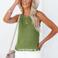 Openwork Tassel Hem Knit Tank