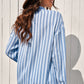 Striped Button-Up Dropped Shoulder Shirt