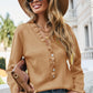 Half-Button Frill Trim Sweater