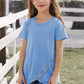 Girls Buttoned Tulip Hem T-Shirt