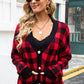 Plaid V-Neck Dropped Shoulder Cardigan