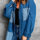 Color Block Snap Denim Jacket