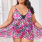 Plus Size Printed Spaghetti Strap V-Neck Two-Piece Swim Set